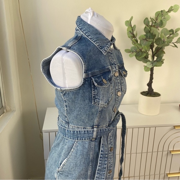 GAP Denim Shirt Dress Belted Sleeveless Midi, Size 6, NWOT - Picture 5 of 13